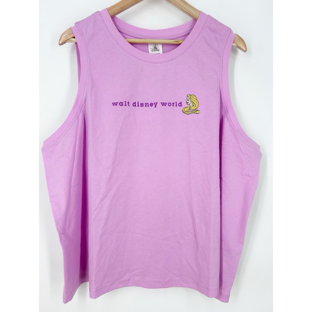 Walt Disney World Rapunzel Embroidered Purple Pink Tank Top Plus Size 2X NWT